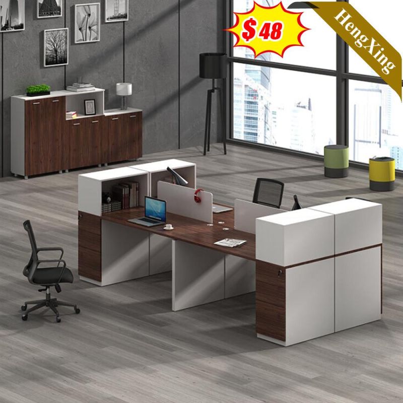 Office Furniture Wooden Frame Laminate Desktop Double Sided Outlet 6 Person Office Partition Wood Office Workstation Table for Office Building