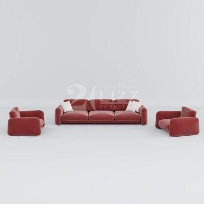 Direct Sale High End 5 Star Hotel Furniture Sectional Modern Living Room Leisrue Red Fabric Sofa Set