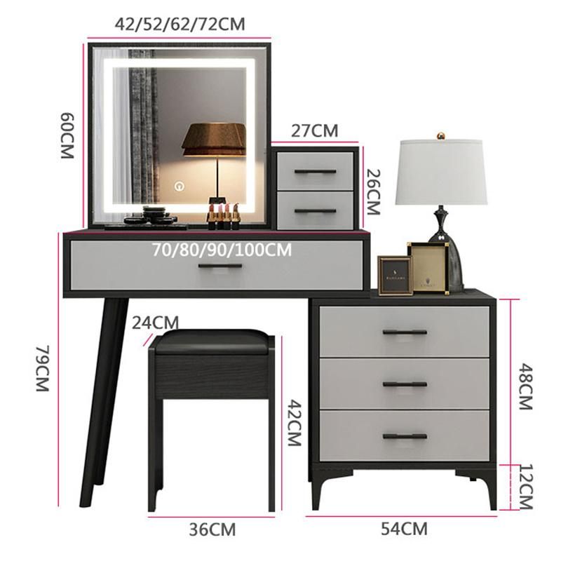 Bedroom Dressing Table with Light Gray Simple Modern Storage Cabinet One Light Luxury Net Red Ins Wind Vibrato Dressing Table 0019