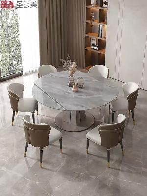 Hot Self Modern Style Hotel Restaurant Home Living Room Furniture Metal Slate Dining Table