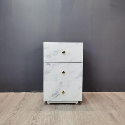 Modern Design Hot Sale Marble Glass White Bedside Table