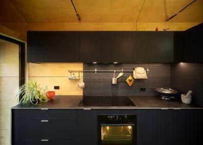 Home Interior Design Matt Black Lacquer Board Finish Handleless High Quality Kitchen Cabinets Renovation