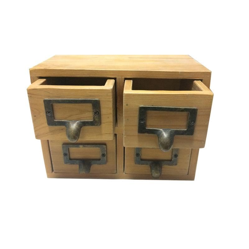 Modern Style Bamboo Wooden Table Office 4 Organizer Wooden Cabinet