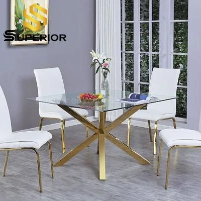 Square Glass Dining Table with Chairs in Furniture for 4 People