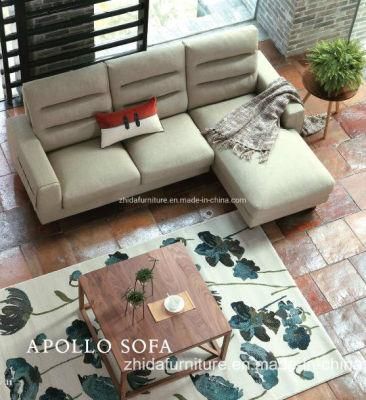Modern Simple Fabric Living Room Furniture Wooden Leg L Shape Small Sofa for Villa Hotel Apartment Furniture
