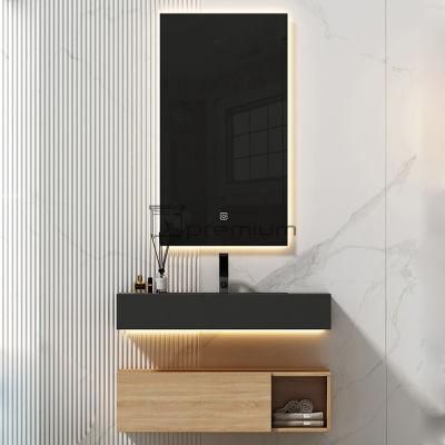 Modern Design Luxury LED Smart Mirror Wash Basin Bathroom Stone Vanity Wooden Cabinet Furniture with Size Customized