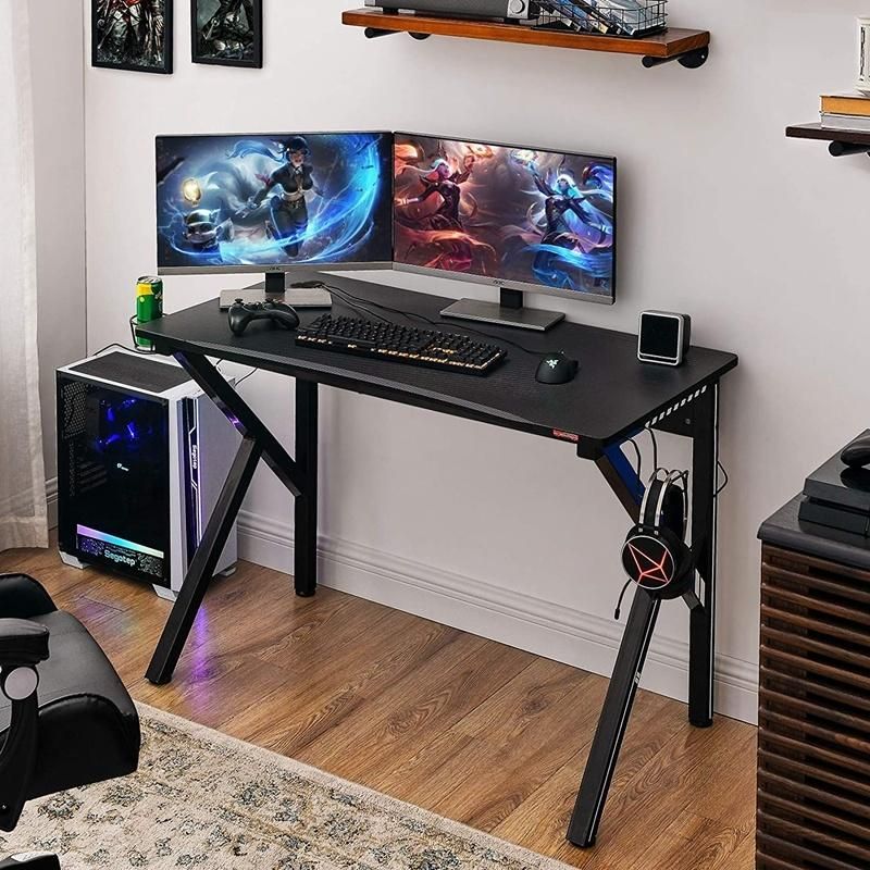 New Gaming Desk PC Computer Desk Home Office Desk Workstation with Carbon Fiber Gaming Table with Headphone Hook Cup Holder