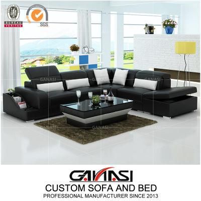 Modern Commercial Leather Sofa Living Room Sofa with Wooden Legs