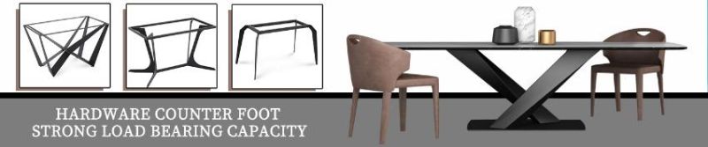 Modern Luxury Hotel Furniture Steel Black Marble Dining Table
