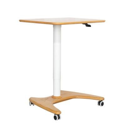 Height Adjustable Sit Stand Gas Lift Standing Table Single Leg Mobile Pneumatic Laptop Desk