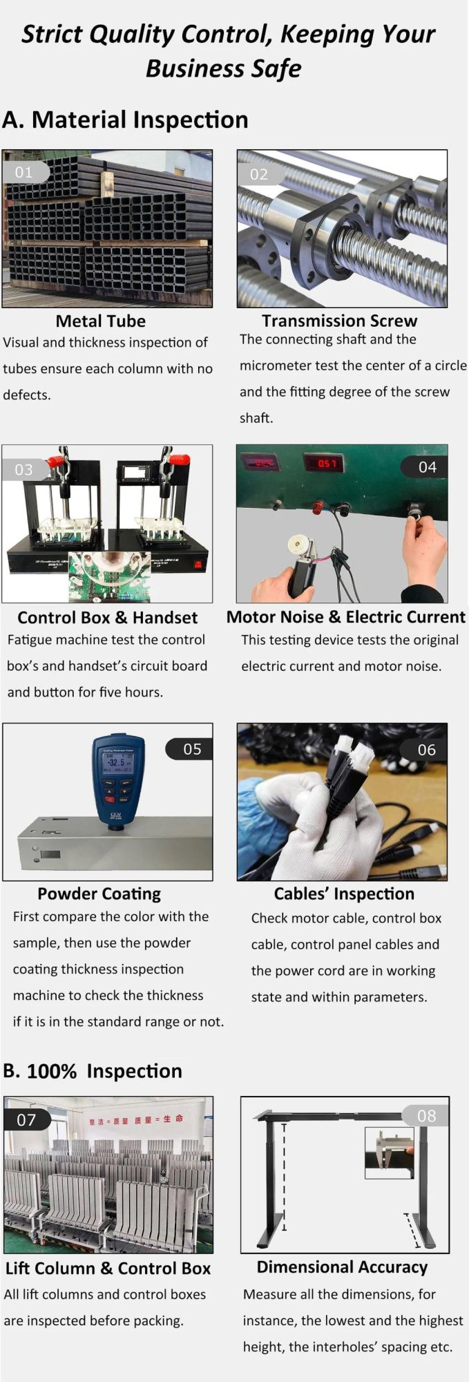 Modern High Reputation 311lbs 38-45 Decibel Safety Electric Desk