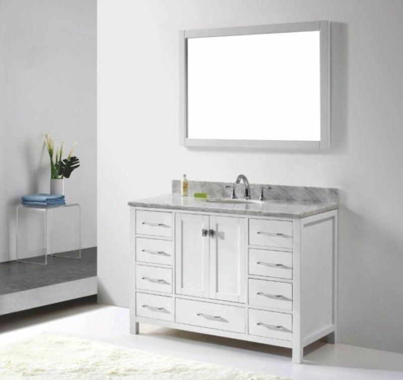 Modern Luxury Bathroom Equipment Wall Hung Wsingle Sink Solid Wood Bathroom Cabinet with Countertop
