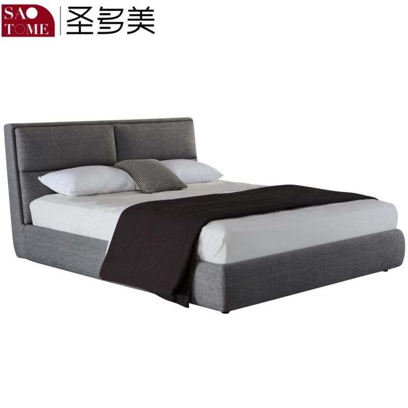 Modern Hotel Bedroom Furniture Set Fabric Grey 180m King Bed