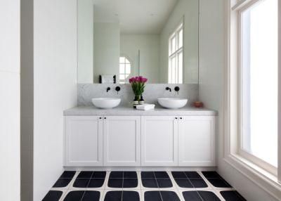 White Shaker Floor Mounted Double Sink Open Frame Classic Bathroom Vanity