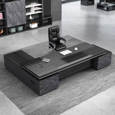 Upscale High End Black Boss Office Computer Table