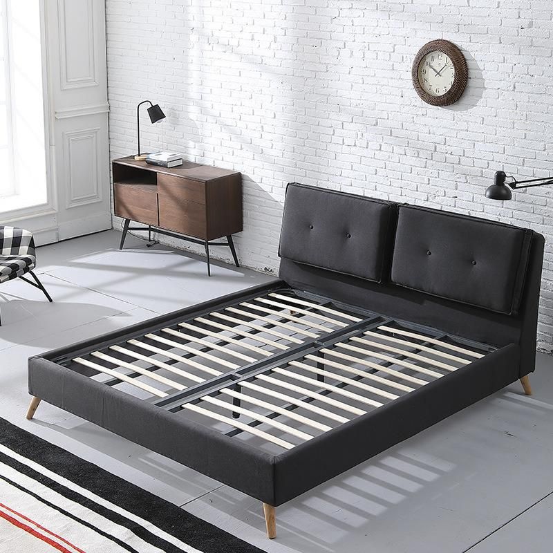 Home Use Bedroom Bed Fabric Wood Bed Frame Modern Beds