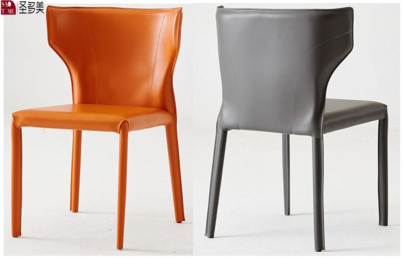 Design Unique Back Orange PU Dining Chair