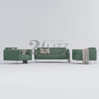 Hot Selling Italy Style Grey 3 Seater Fabric Living Room Sofa with Stainless Steel Legs for Home Office Hotel Furniture Set