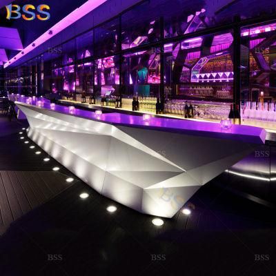 Branded Cocktail Bar Counter Boat Shape Artificial Marble Bar Cocktail Counter