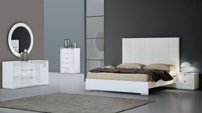 Nova Modern High Light Bedroom Furniture White Double Beds King Size Bed