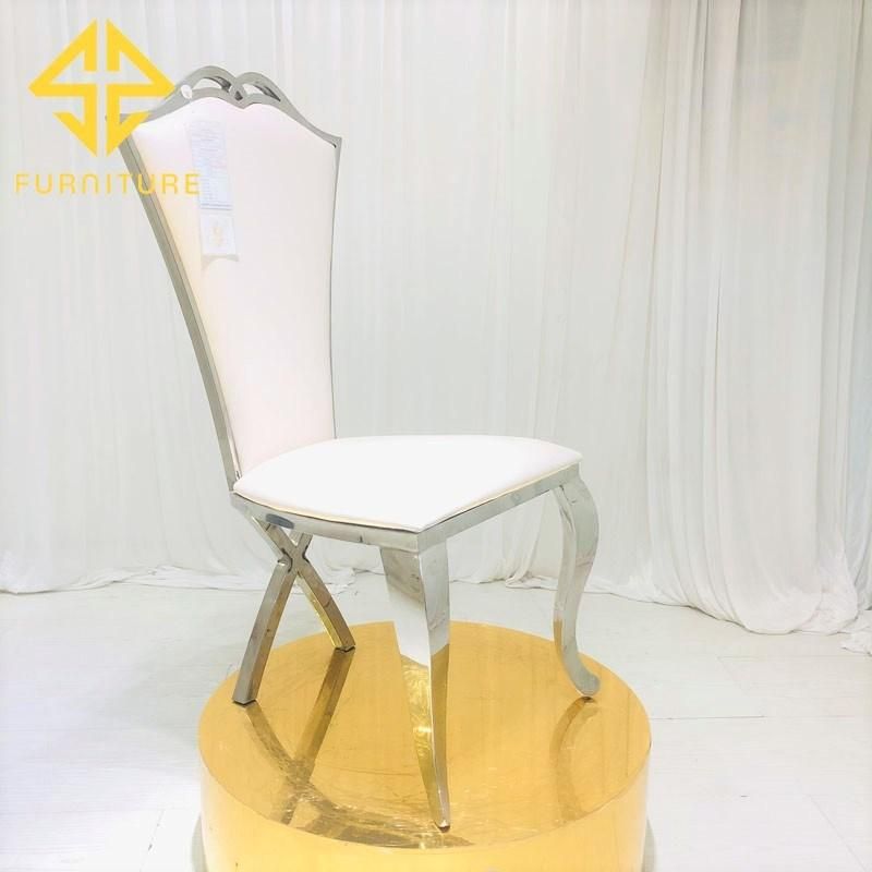 Luxury X Leg High Back Stainless Steel Dining Chair Hotel Furniture Wedding Events Chairs
