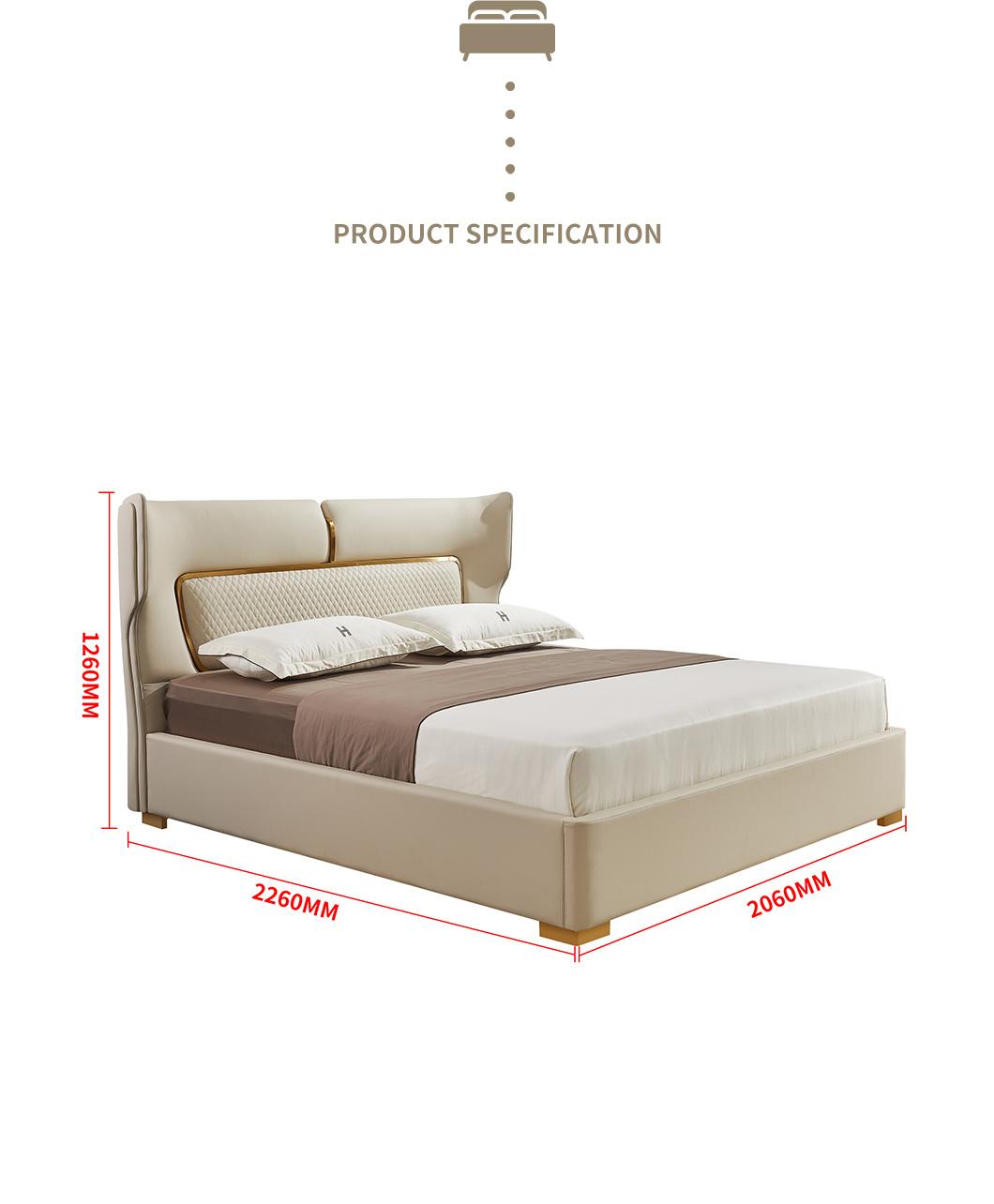 China Supplier Simple Design Hotel Bedroom Leather Bed Modern Furniture