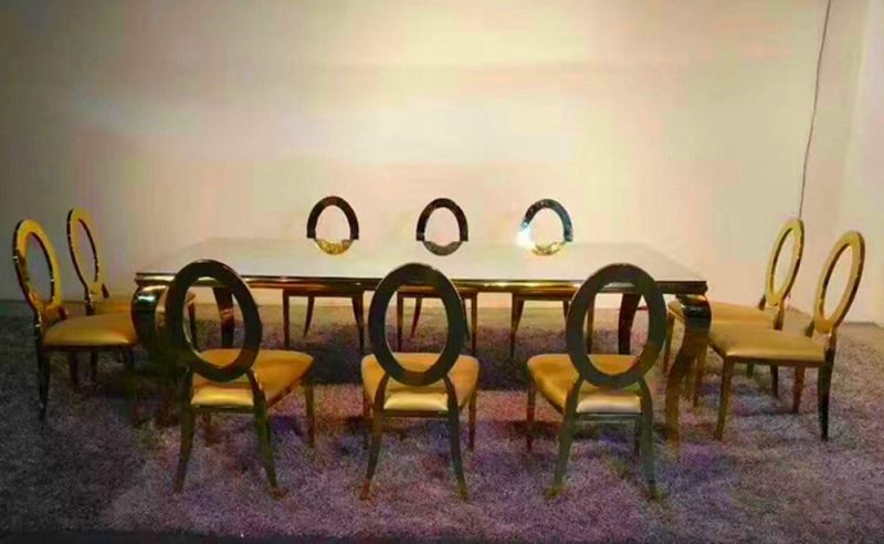 Special Design Pattern Golden Wedding Chair Stage Backdrop for Wedding Event Furniture Round Metal Hotel Home Wedding Banquet Dining Chair