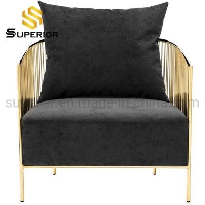 Cheap Price Event Furniture Black Velvet Gold Frame Single Sofa