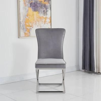 High Quality Metal Dining Room Chair Dining Chair Metal Leg Velvet Fabric Modern Stainless Steel Velvet Dining Chairs