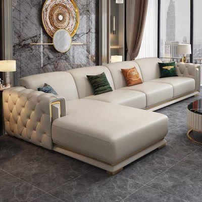 Hot Sale High Quality Luxury L Shape Sofa Living Room Furniture Big Size Leather Sofa Sets Comfortable Luxury American Style Coach