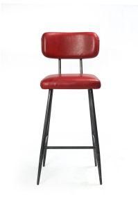 Industrial Style Bar Furniture Long Legs Barstool with Leather Seating and Back