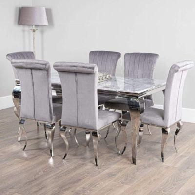 Foshan Furniture Modern Design Stainless Steel Marble/Glass Dining Tables