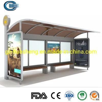 Huasheng Portable Bus Shelter China Bus Stand Supplier Smart City Bus Stop Modern Solar Powered Bus Stop Shelter Design, Wood Bus Stop Shelters