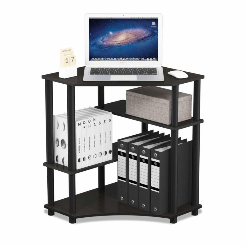 Space Saving, Corner Desk, Espresso/Black