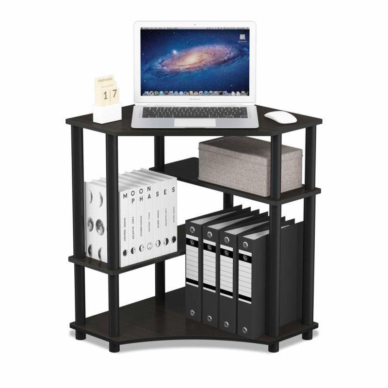 Space Saving, Corner Desk, Espresso/Black