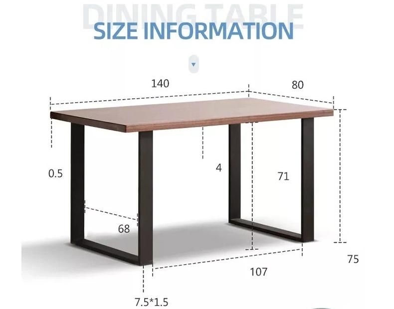 Furniture Modern Furniture Table Home Furniture Wooden Furniture Modern Industrial Style Loft Chair and Walnut 4 Seater Wood Top Iron Legs Dining Table