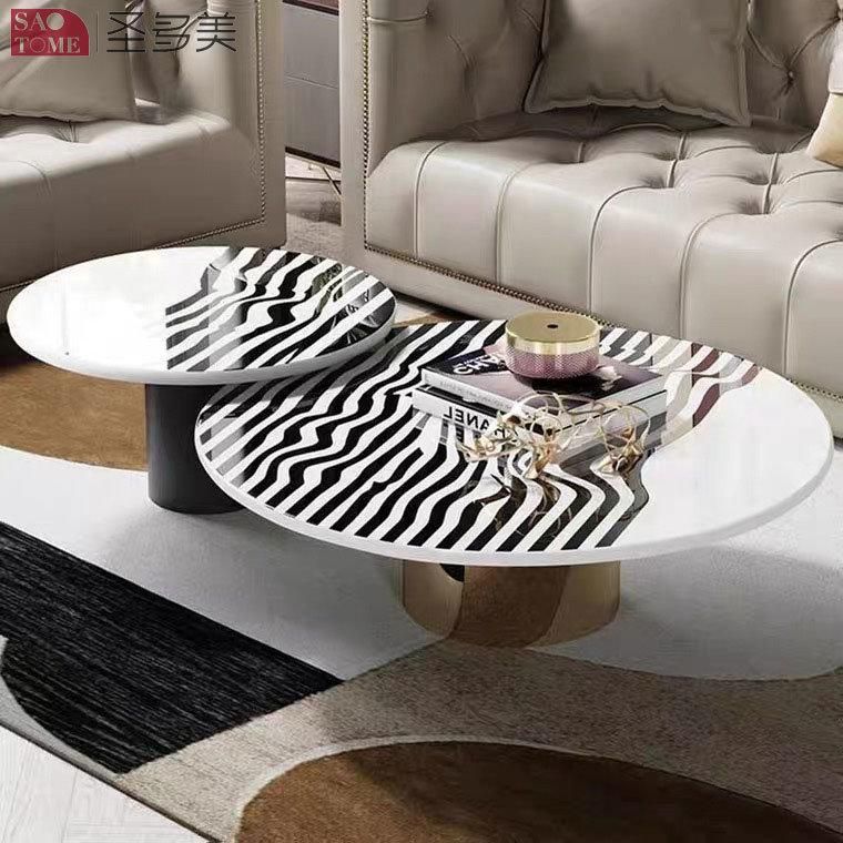 Newest Modern Simple Style Zebra Pattern Marble Coffee Table