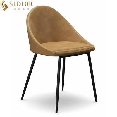 Brown PU Leather Ultra Modern Dining Chairs of 4 Armless