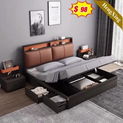 Solid Wooden Bed Mattress Bedroom Furniture Modern Beds Solid Oak Wooden Double Bed