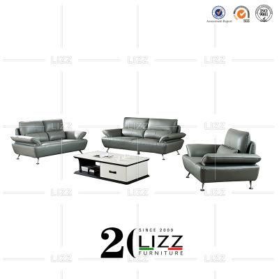High End Leisure Sectional Stainless Steel Home Living Room Modern Geniue Leather Sofa Furniture Set