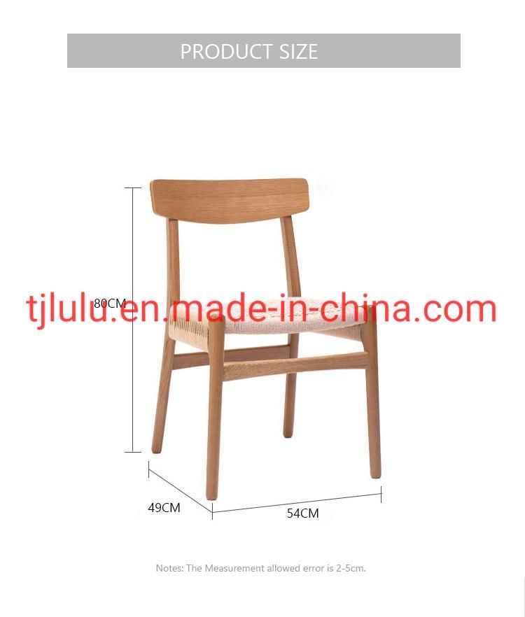 New Arrival Modern Japanese Style Dining Room Hotel Restaurant Home Furniture Bistro Scandinavian Woven Rope Rattan Leisure Solid Wood Dining Chair