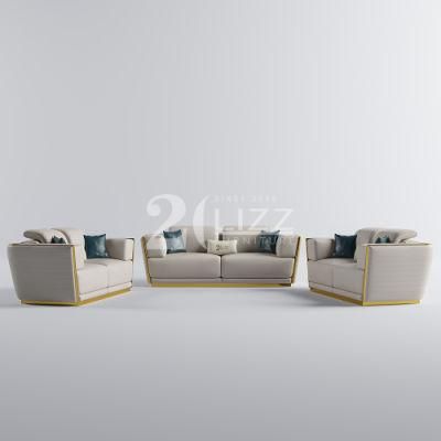 Direct Sale European Design Simple Style Italian Top Grain Leather Sectional Living Room Sofa Set
