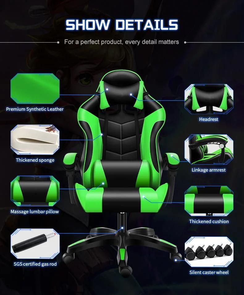 Factory Direct Cheap Ergonomic High Back Black CE Certified Sillas Gamer PC Computer Racing Gaming Chair