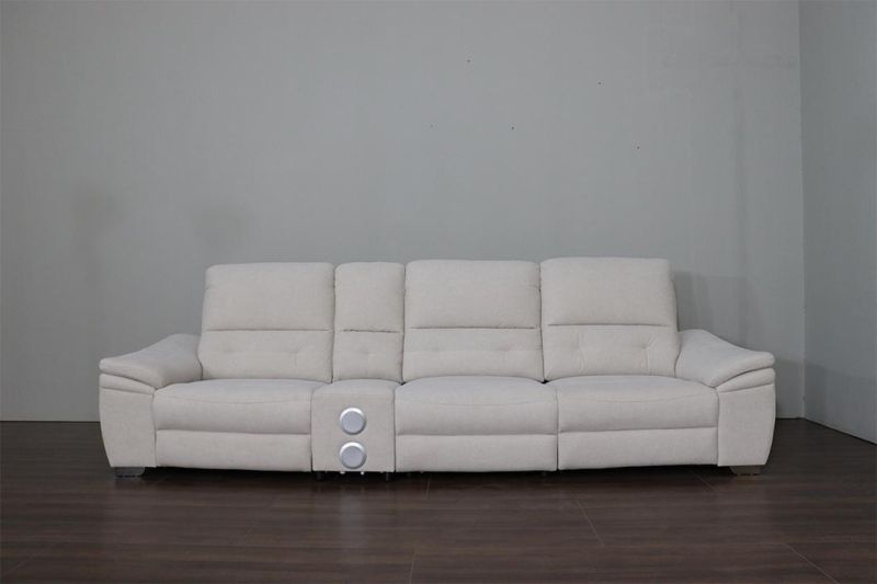 Modern Luxury Gray Fabric Manual Recliner Sofa Set with Cup Holder and Console with Drink Cup