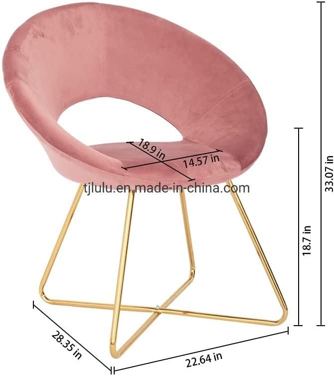 Modern Luxury Restaurant Gold Metal Leg Velvet Armchair Upholstered Dining Chair