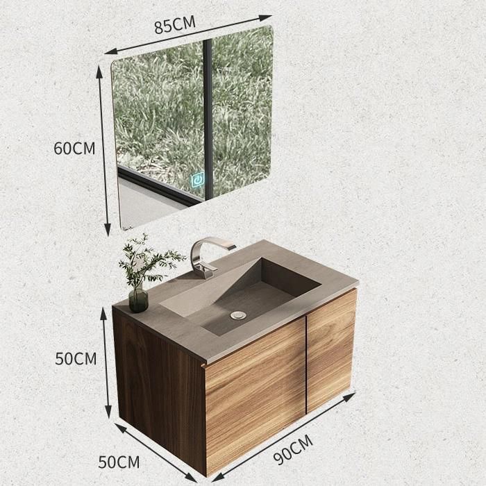 Hotel Modern Melamine Wall-Mounted Bathroom Vanity Set Wash Basin Cabinet