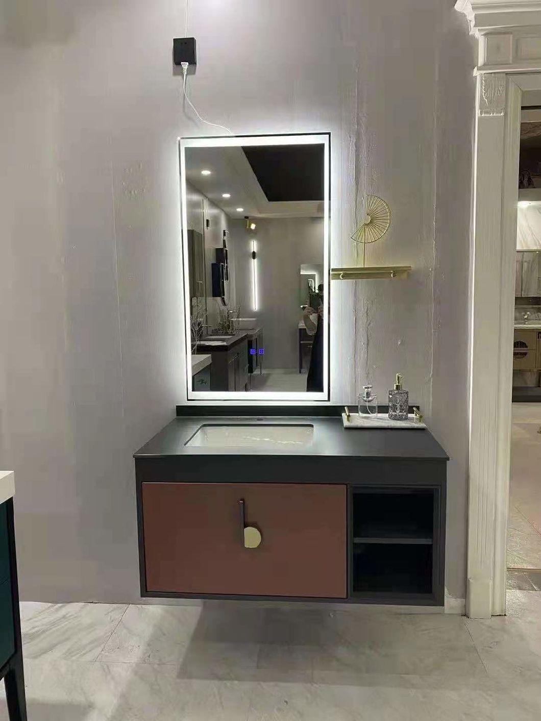 Wall Brown Wooden Modern Hotel Bathroom Smart Glass Furniture