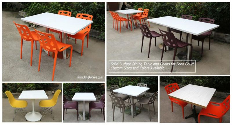 Customize Artificial Stone Solid Surface Square White Modern Chairs and Tables Restaurant Tables