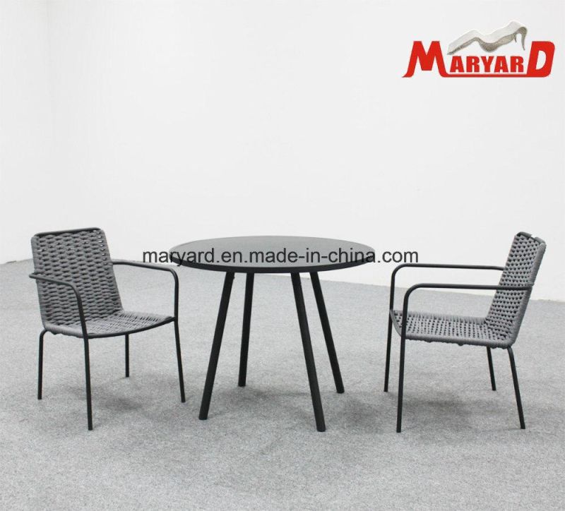 Modern Home Hotel Restaurant Rattan Wicker Rope Weaving Woven Garden Patio Outdoor Dining Aluminum Tables Chairs
