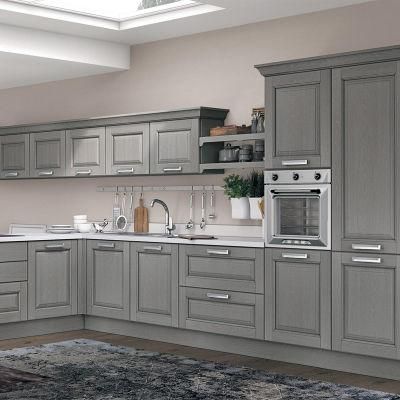 Modern Gray American Style Wooden Kitchen Cabinets Solid Wood